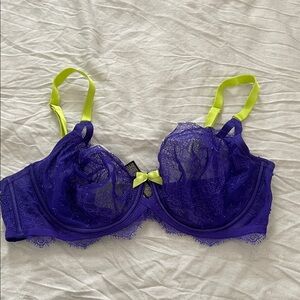 Victoria's Secret Purple and Lime Lace Bra